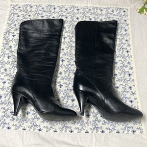 Elegant Black Faux Leather Knee-High Boots Shoe Marked Zelda Size 5-1/2- 6